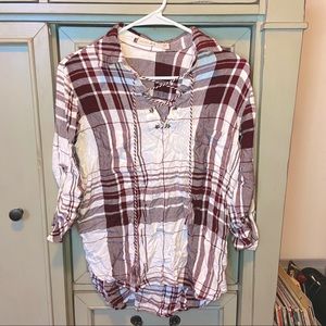 Maroon & White Plaid Star detailing Top